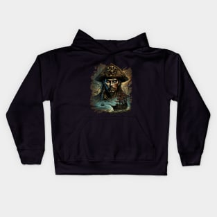 Captain Blackbeard Gothic Pirate Metal Design Kids Hoodie